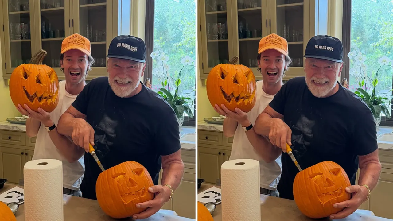 Arnold və Patrick Şvartsenegger balqabaq oyma yarışına qatıldı
