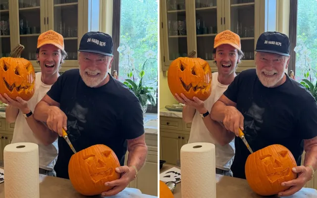 Arnold və Patrick Şvartsenegger balqabaq oyma yarışına qatıldı
